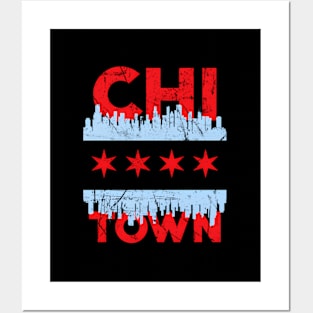 Chi Town Chicago Flag Skyline Posters and Art
